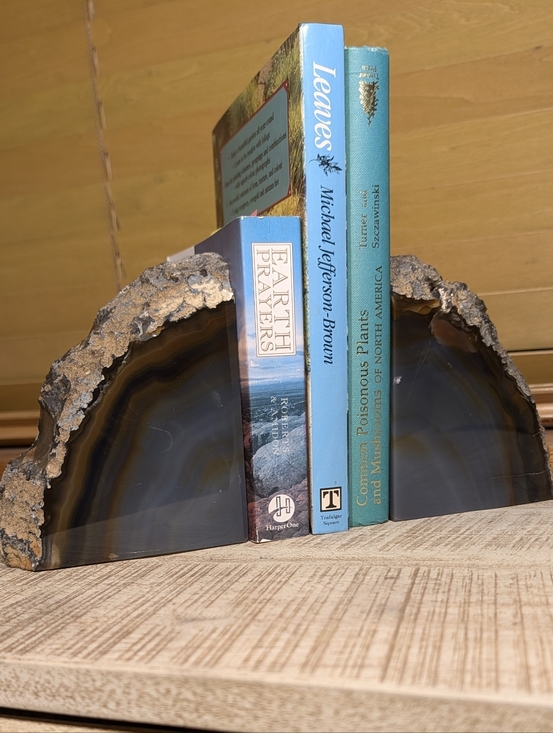 Pair Of Agate Geodes Bookends or Design Pieces Natural Color w/ Quartz Center - Picture 13 of 15
